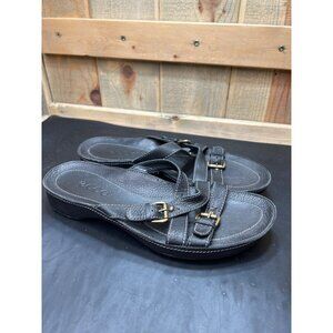 Ecco Womens Black Leather Slide Sandals Size 40 EU US 9 - 9.5